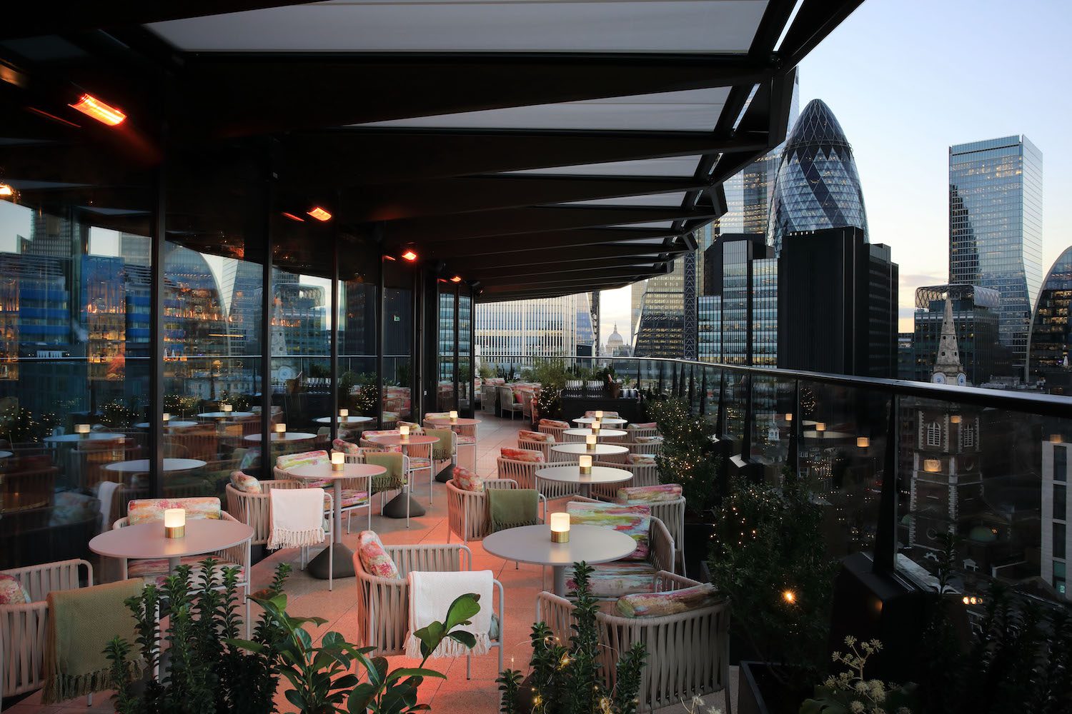 Florattica rooftop London outdoor covered terrace with views of St pauls and the City of London