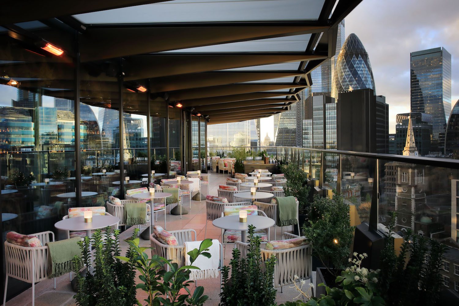 Florattica rooftop London covered terrace with views of St Pauls and The City of London