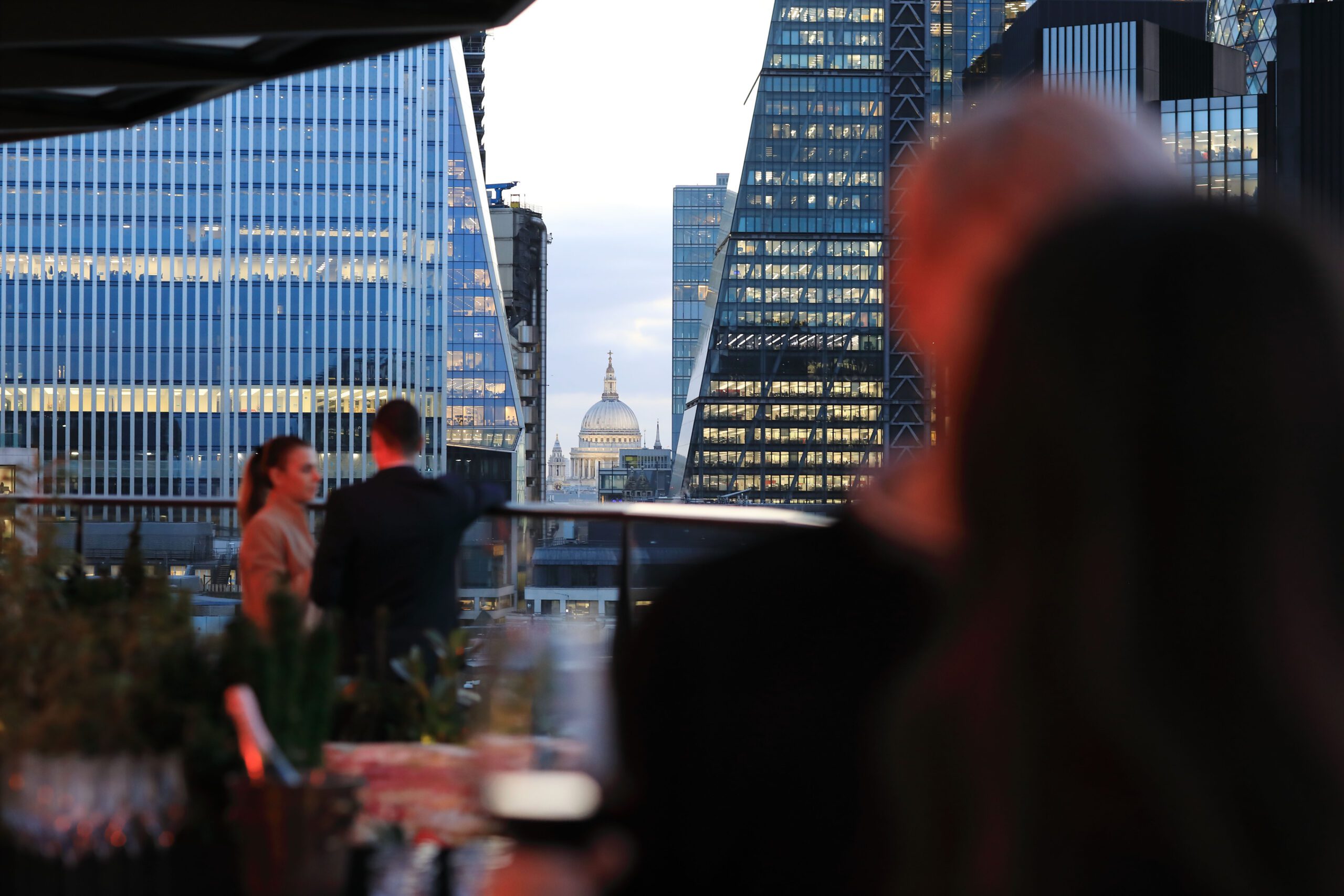 Views of The City of London on Valentine's Day at Florattica Rooftop London