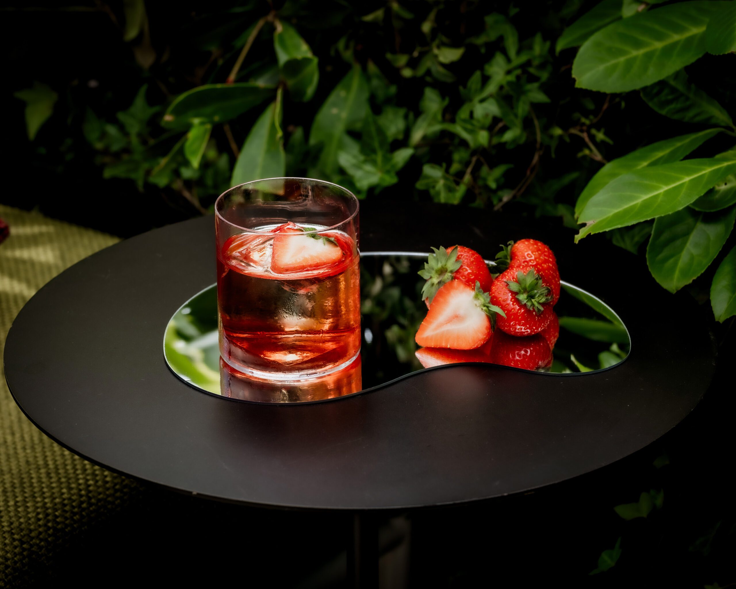 Strawberry Chamomile cocktail on the Florattica rooftop terrace