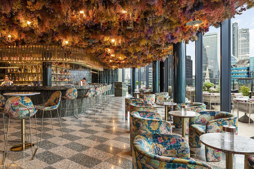 Florattica rooftop bar views of the City of London. Photo credit Ed Reeve.